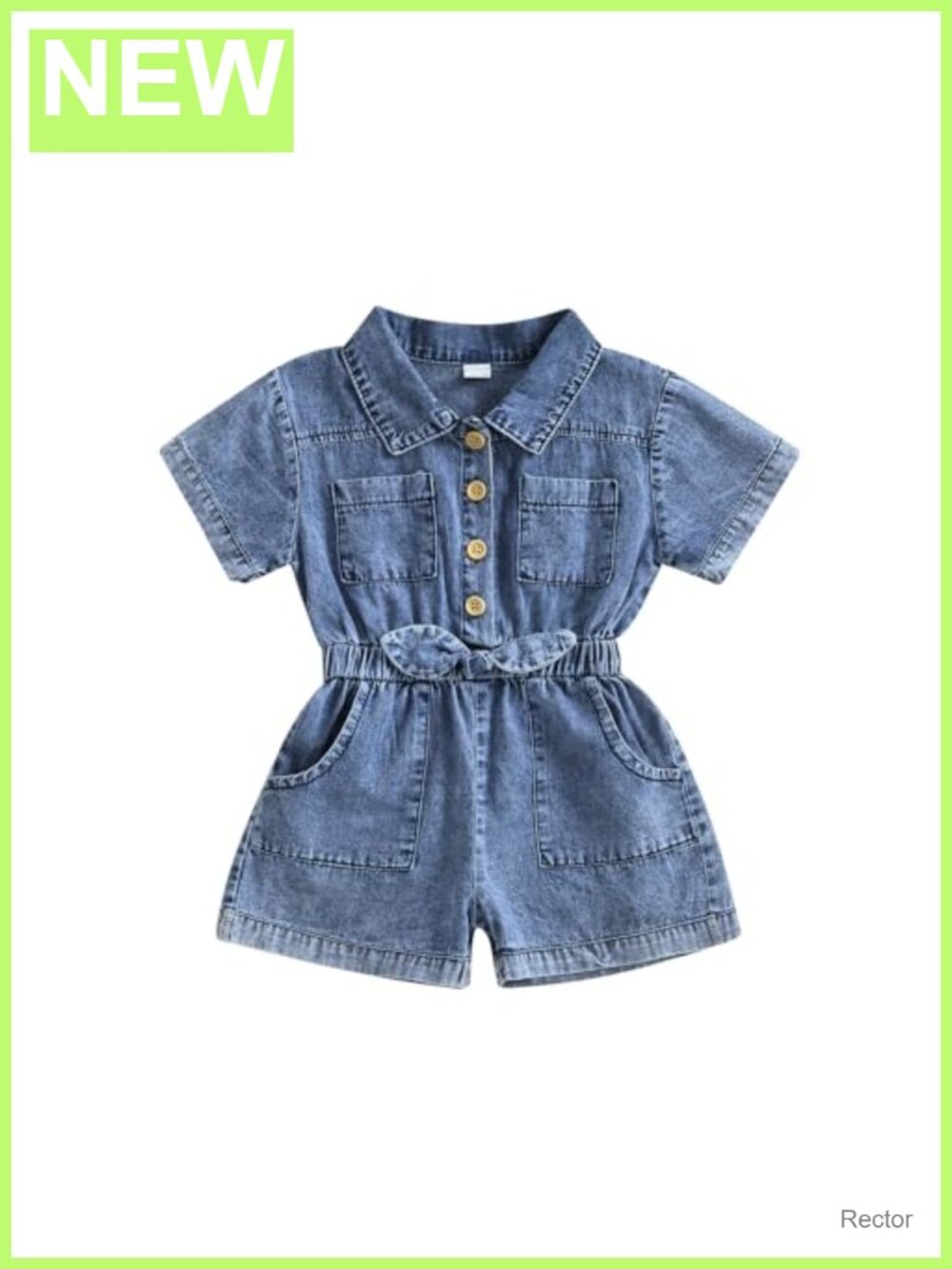 Toddler Girl Denim Jumpsuit Short Sleeve Button Down Romper Summer Outfit